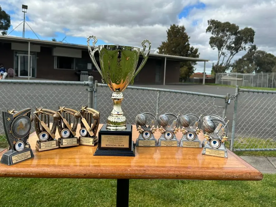 A table full of Darebin Chargers trophies